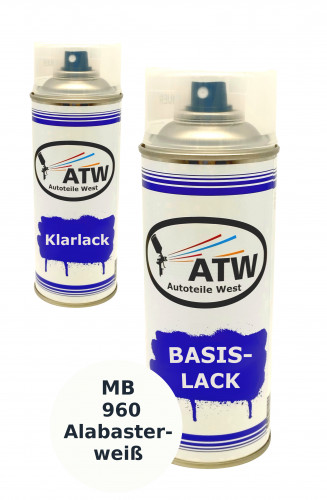 Autolack für Mercedes Benz 960 Alabasterweiß +400ml Klarlack Set